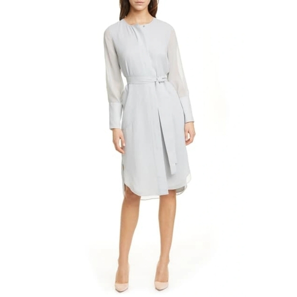 Club Monaco Long Sleeve Shirttail Silk Chiffon Dress Size 4 - Picture 10 of 10